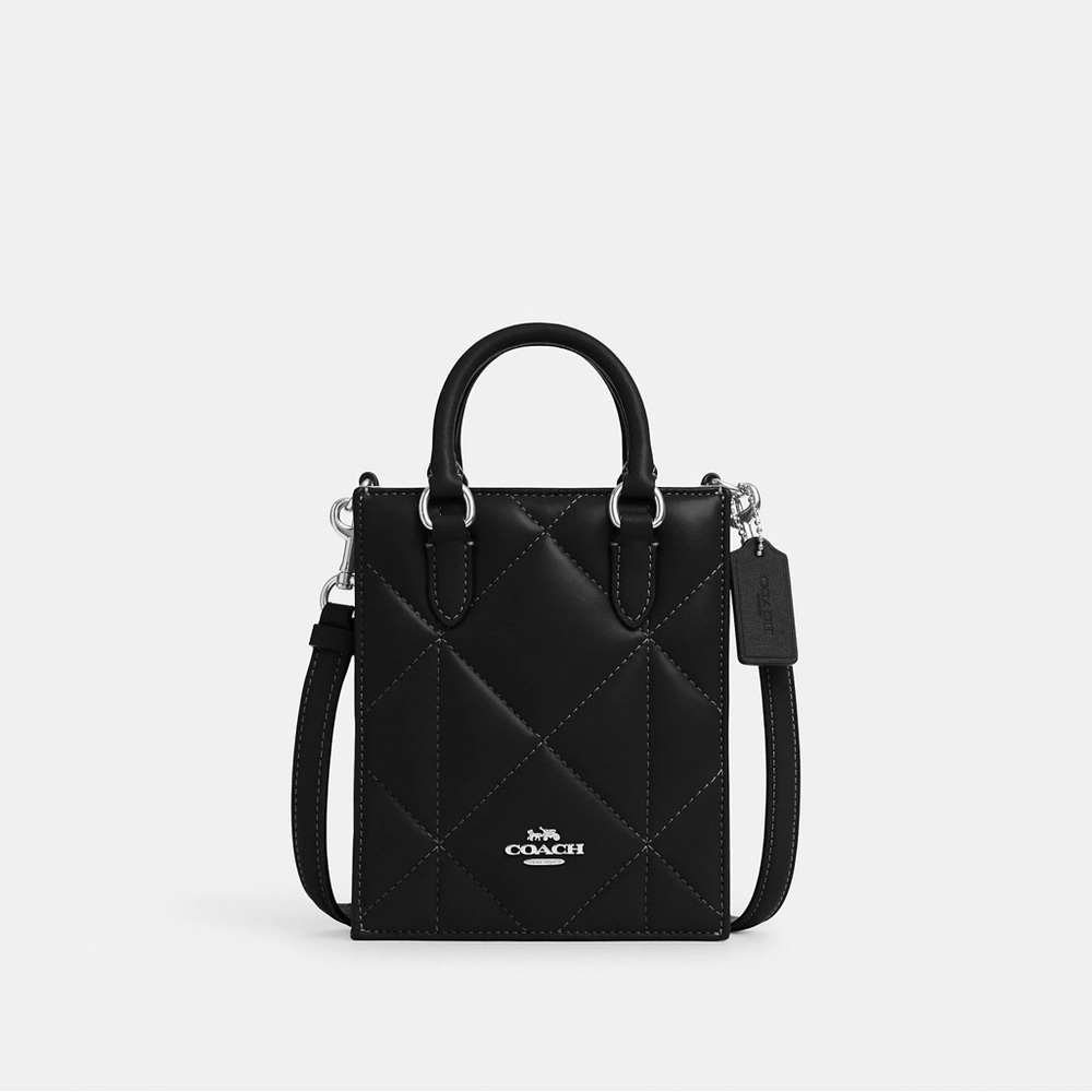 NWT Coach Mini Tote Puffy Diamond Quilting Crossbody Nappa Leather Black CJ580